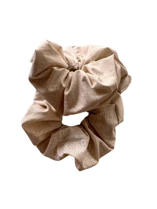 Beige and White Vintage scrunchie